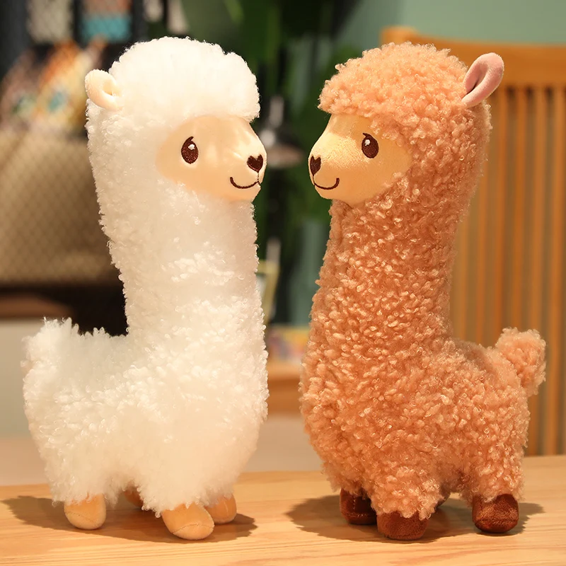 33/43/53cm White&Brown Alpaca Plush Doll Cute Animal Doll Soft Cotton Stuffed Pillow Home Soft Toys Sleeping Stuffed Plush Toys