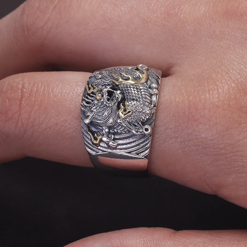 Bague Dragon en argent Sterling 925 pour hommes, Punk Rock, Style rétro, réglable, Fine, Cool, bijoux tendance, cadeau