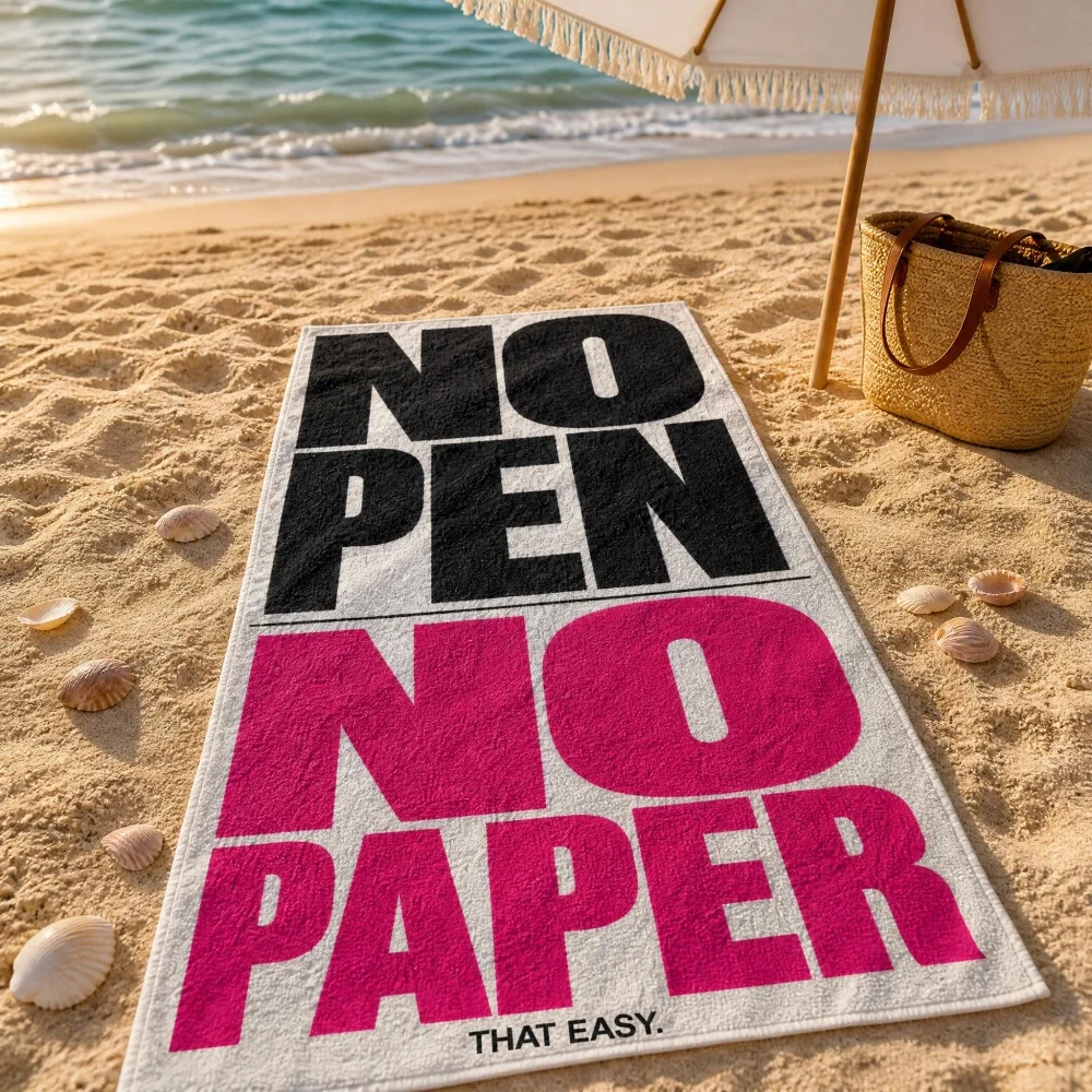 Minimalist Text Slogan Print Microfiber Beach Towel Large Quick Dry Funny Statement Outdoor Pool Camping Decor Towel