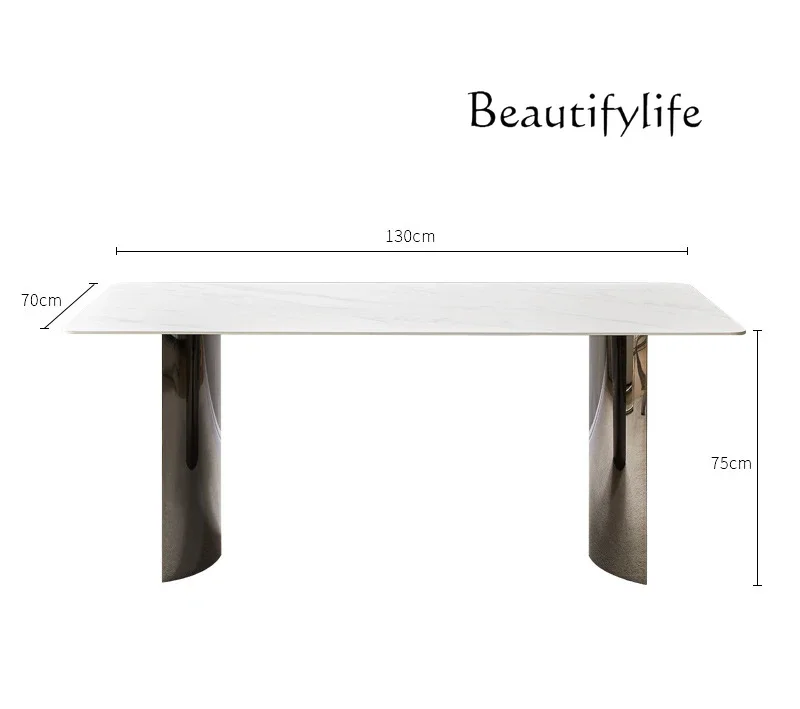 

Italian minimalist rock slab dining table Small apartment cream style rectangular dining table