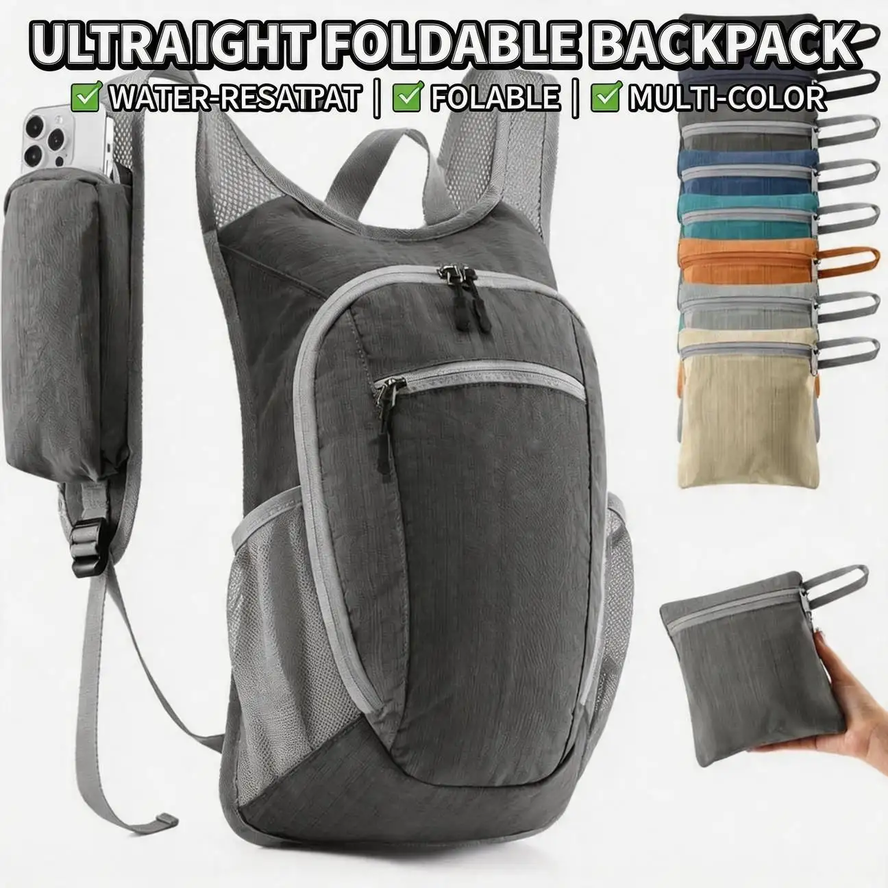 New Small Capacity One Day Lightweight Hiking Travel Backpack Foldable Storage With Storage Bag for Outdoor Travel
