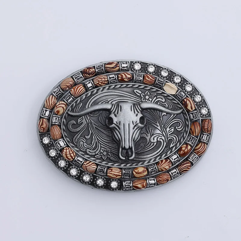 Vintage Belt Adjustable Metal Buckle Fashion Men Punk Western Cowboy Waist Strap Stylish Embossed Waistband Fixed Buckles