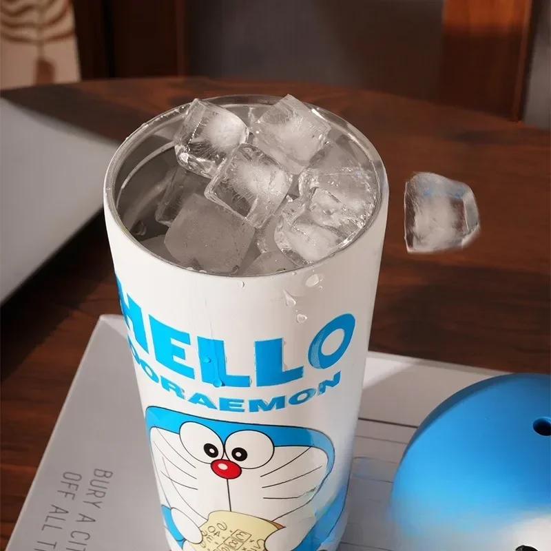 Doraemon Jingle Cat Cartoon Style Stainless Steel Straight Body Insulated Cup Home Office Campus Student High-Looking Water Cup