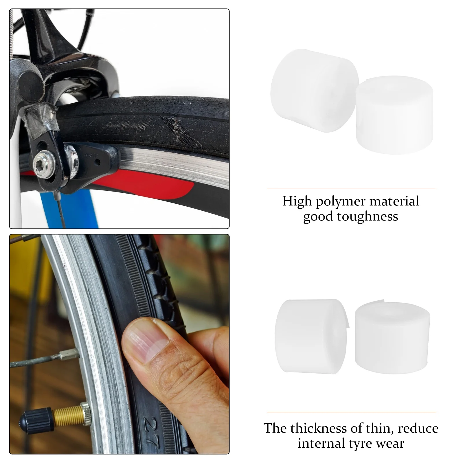 2 Rolls Bike Tire Liners Anti Puncture Protector Cycling Supplies Durable PVC Material Easy Install Bike Tire Liners