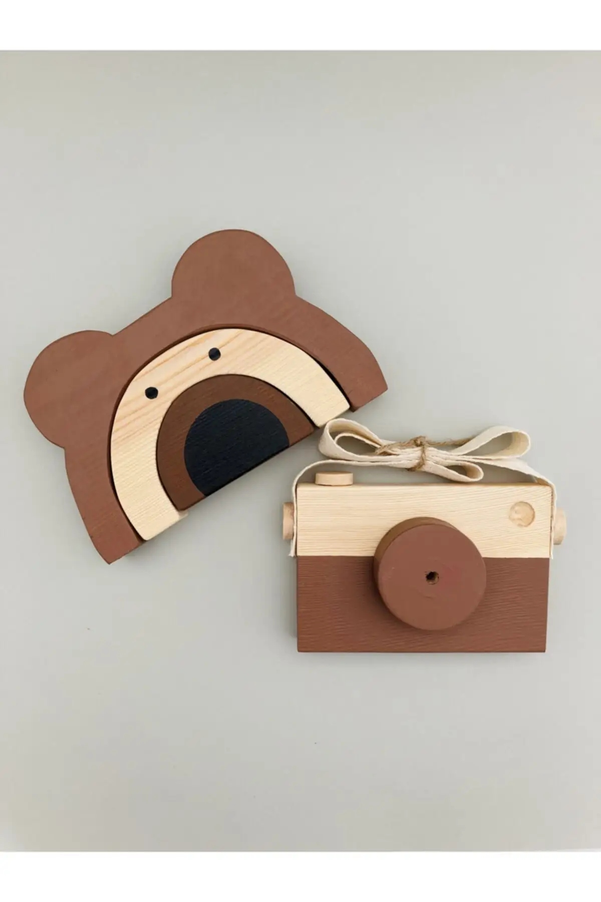 

Teddy bear Waldorf 3'lü Rainbow Wooden Toy And Wood Photo Machine