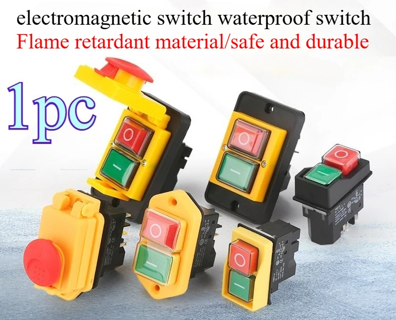 1pc Electromagnetic Starter Push Button Switches Machine Tool Equipment IP55 Waterproof Safety Witch 220V Replace KLD28A KJD17A
