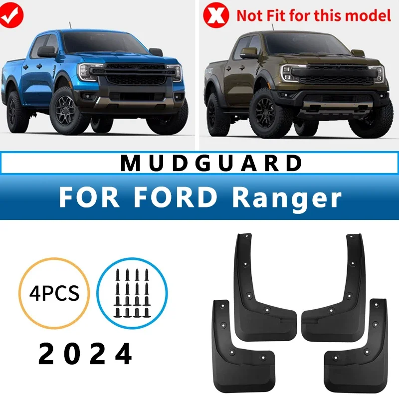 

Mud Flaps Fit for FORD Ranger 2024 Mudguards Tire Fenders Splash Proof Accessories Wheel Guards 4ps