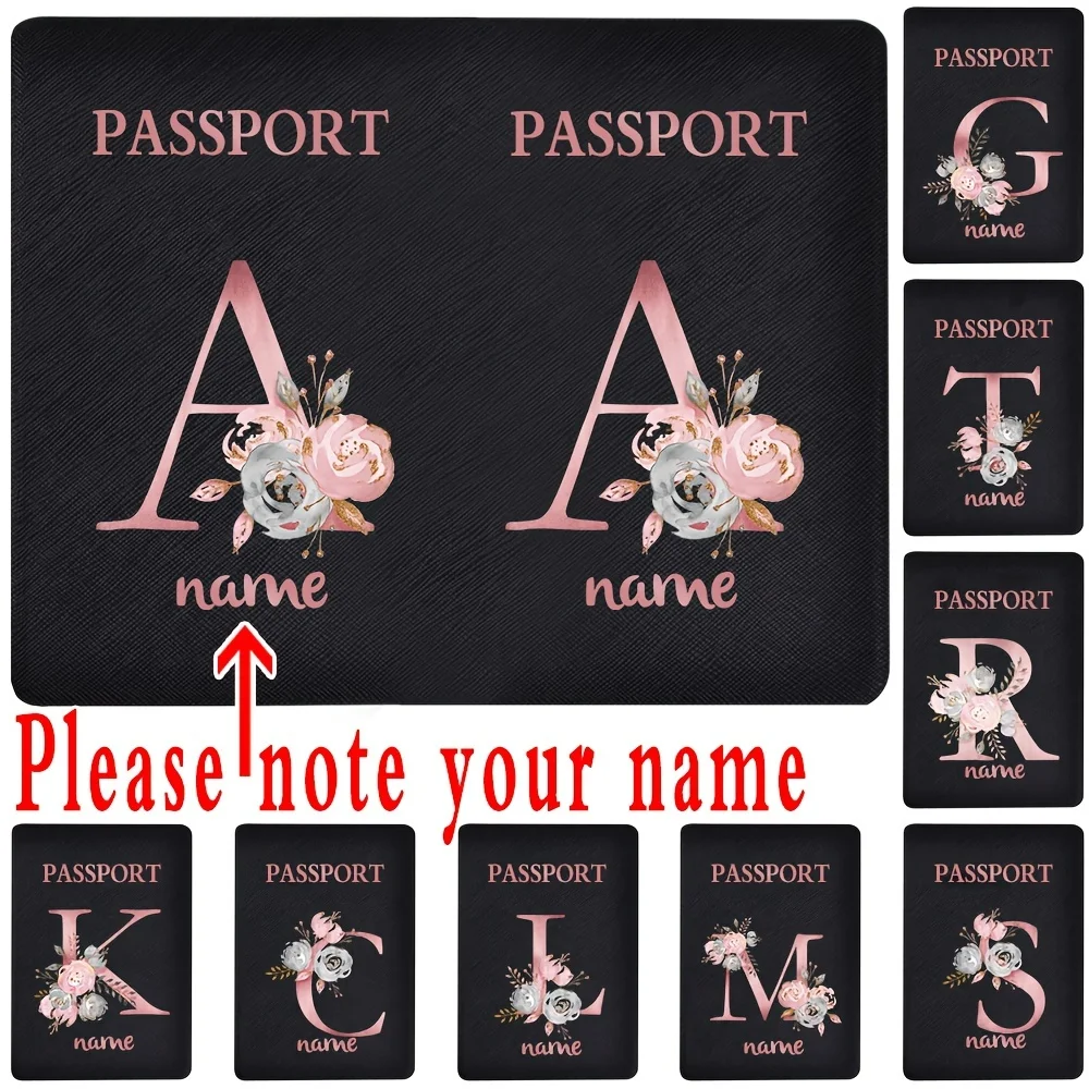 

Customizable Passport Cover with Initial A - Personalized Name, Floral Design, Lightweight Travel Wallet & Credit Card Holder