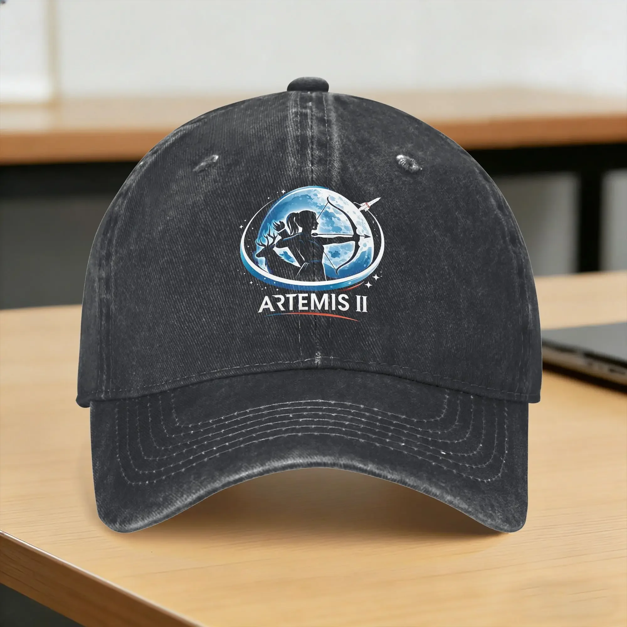 Washed Baseball Cap Artemis II Moon Goddess Logo Summer Trucker Hat For Men Women Y2k Retro Tennis Skate Sun Snapback Cap