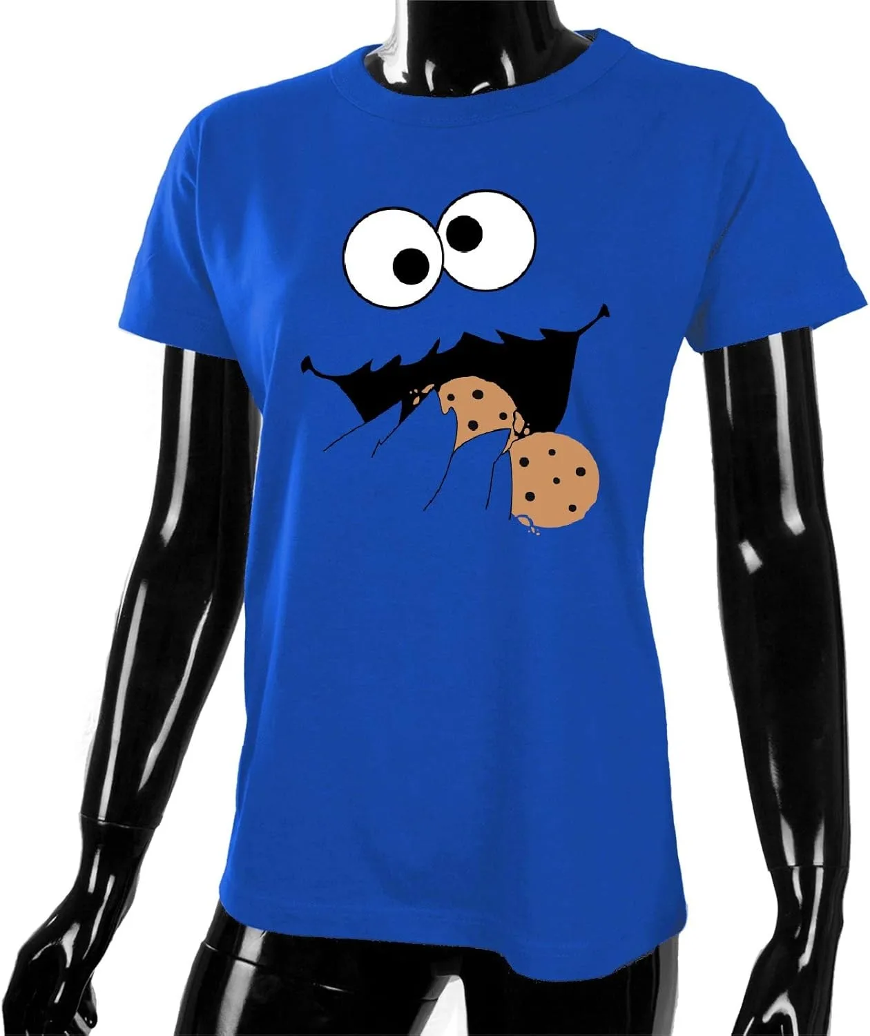 Men's T-shirt, Sesame Street,Sesame Street Cookie Monster Om Nom Face T-Shirt S-4XL, Royal Cotton Spring Summer