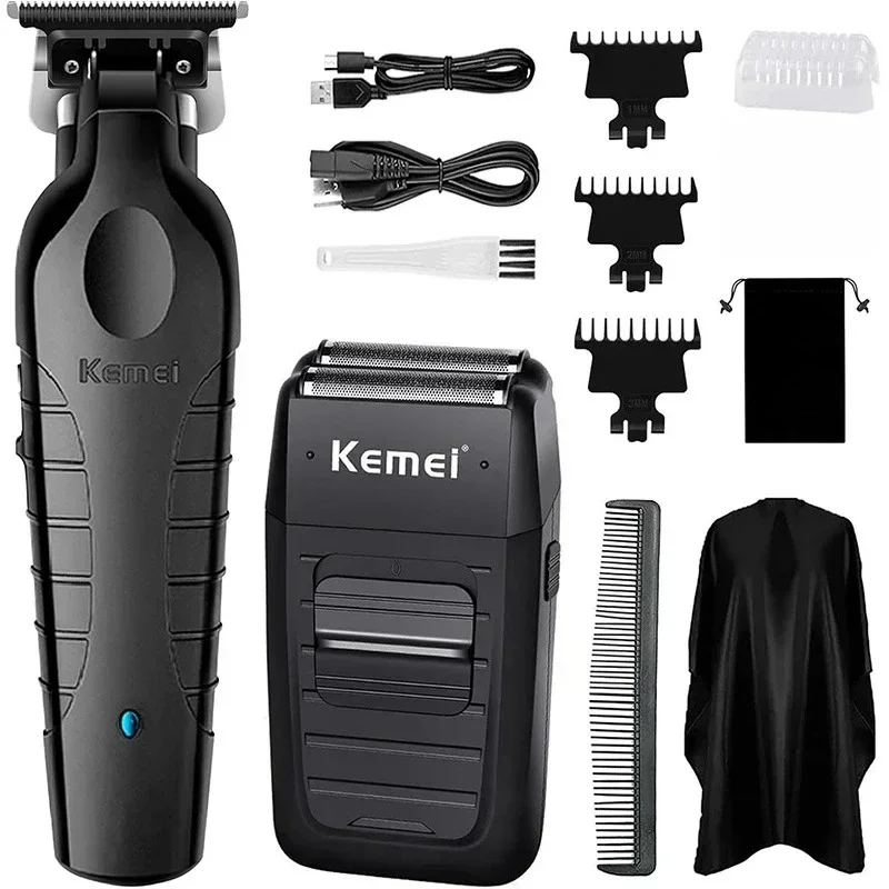 Kemei-Kit de cortadora de pelo profesional, Afeitadora eléctrica, Máquina para cortar cabello masculina, cortadora para hombres, KM-2299 KM-1102, cortadora de pelo