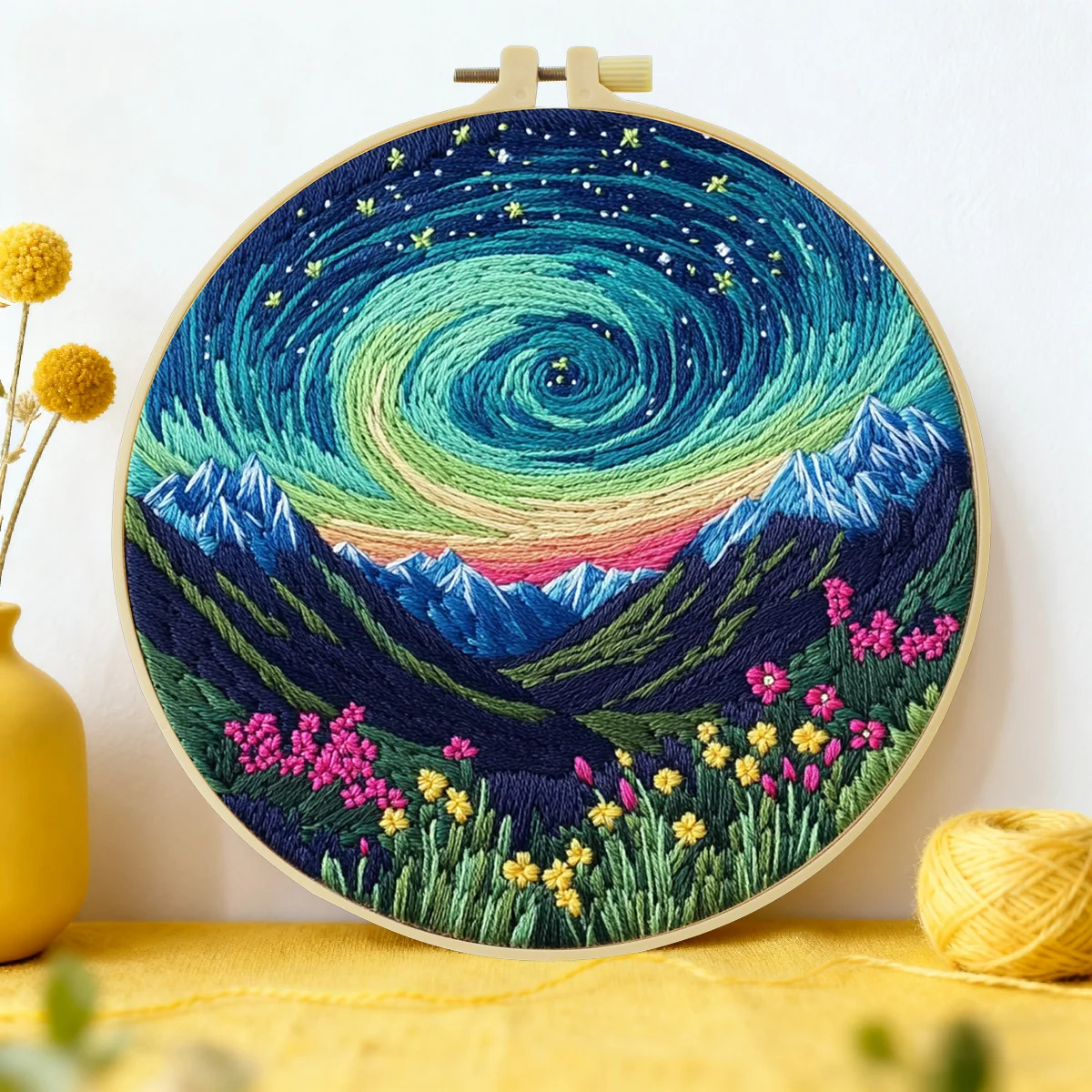 1 Stück 20X20CM/15X15CM 7,87/6,3 Zoll „Eine wunderschöne Nachtansicht“ Taschen-Stickerei-Starter-Kit DIY-Kit DIY-Stickerei-Set Handarbeiten – Detail 2