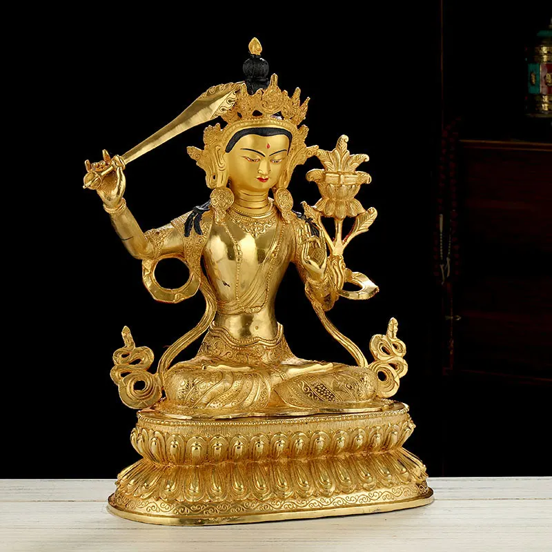 45cm large Buddhism Gilding Buddha statue Asia HOME temple altar bless safe healthy Bodhisattva Manjusri guan yin