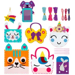 8Pc Kids Sewing Kit Hand DIY Felt Sewing Kit Educational Toy Sewing Craft Material Bag for Beginner Learn Handmade Felt Pack Set