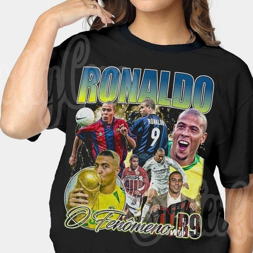 Ronaldo Nazario R9 Vintage 90s T-Shirt Gift For Woman and Man Unisex T-Shirt Ronaldo Nazario R9 Graphic Shirt Ronaldo R9 Homage