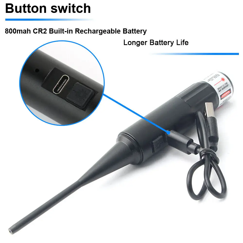 Imagem -04 - Tático Laser Vermelho Bore Sight Rifle Collimador Revólver Usb Recharge. 177 a 12ga