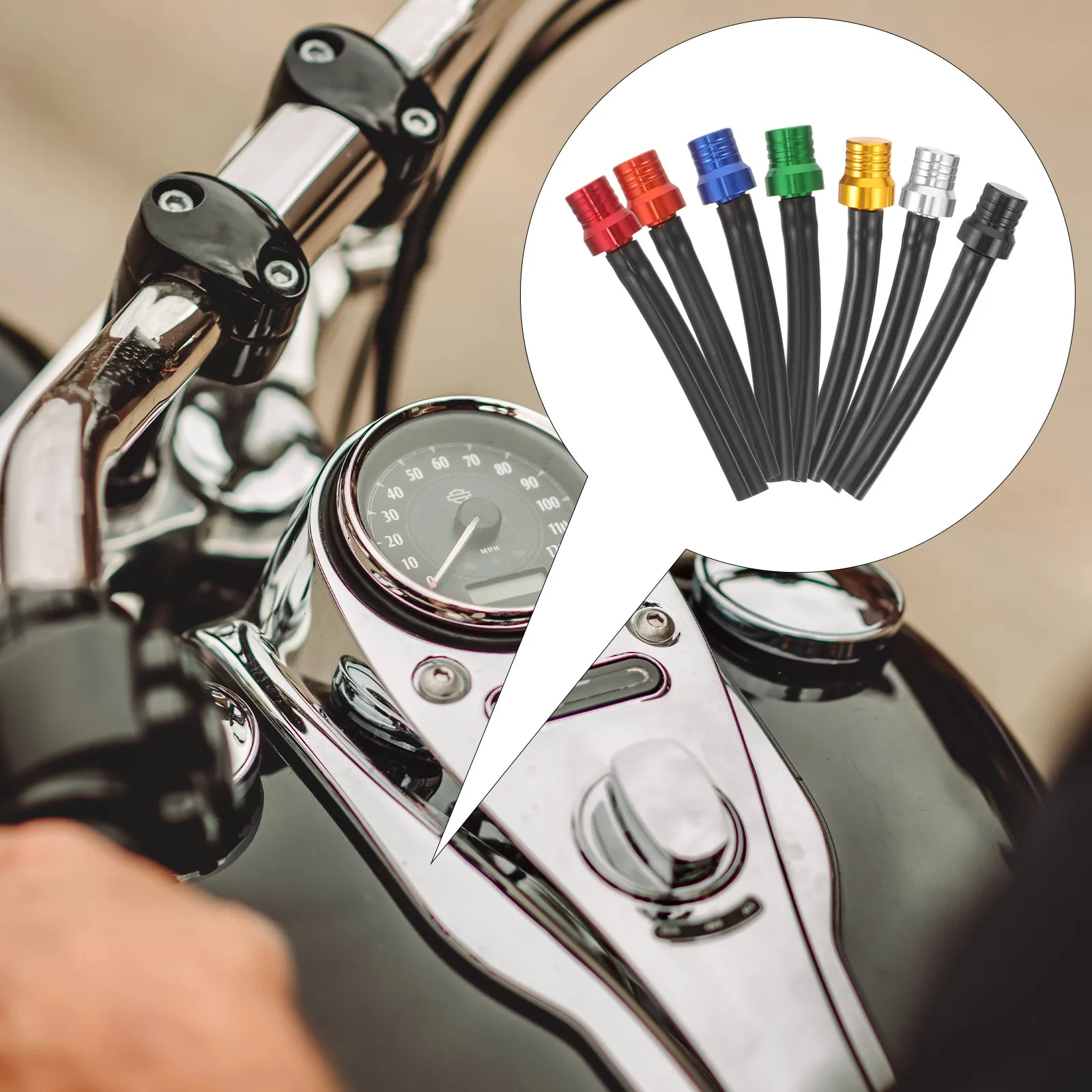

7Pcs Motorcycle Gas Fuel Caps Atv Tank Vent Breather Hose One-Way Valve Metal Gas Caps Accessories Motorcycle Repair Replacement
