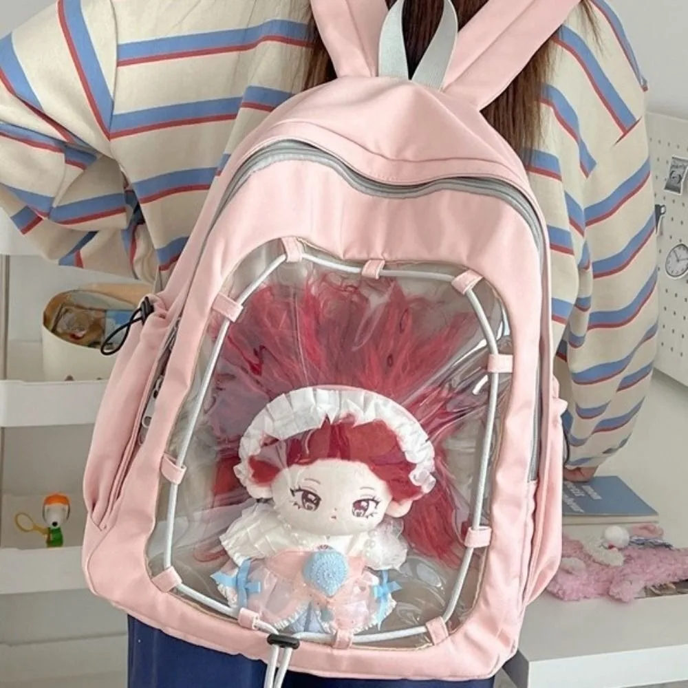 Nuevo bolso Ita de muñeca de algodón transparente, bolsa de exhibición de muñeca Y2K de ocio de gran capacidad, decoración DIY, mochila transparente para estudiantes