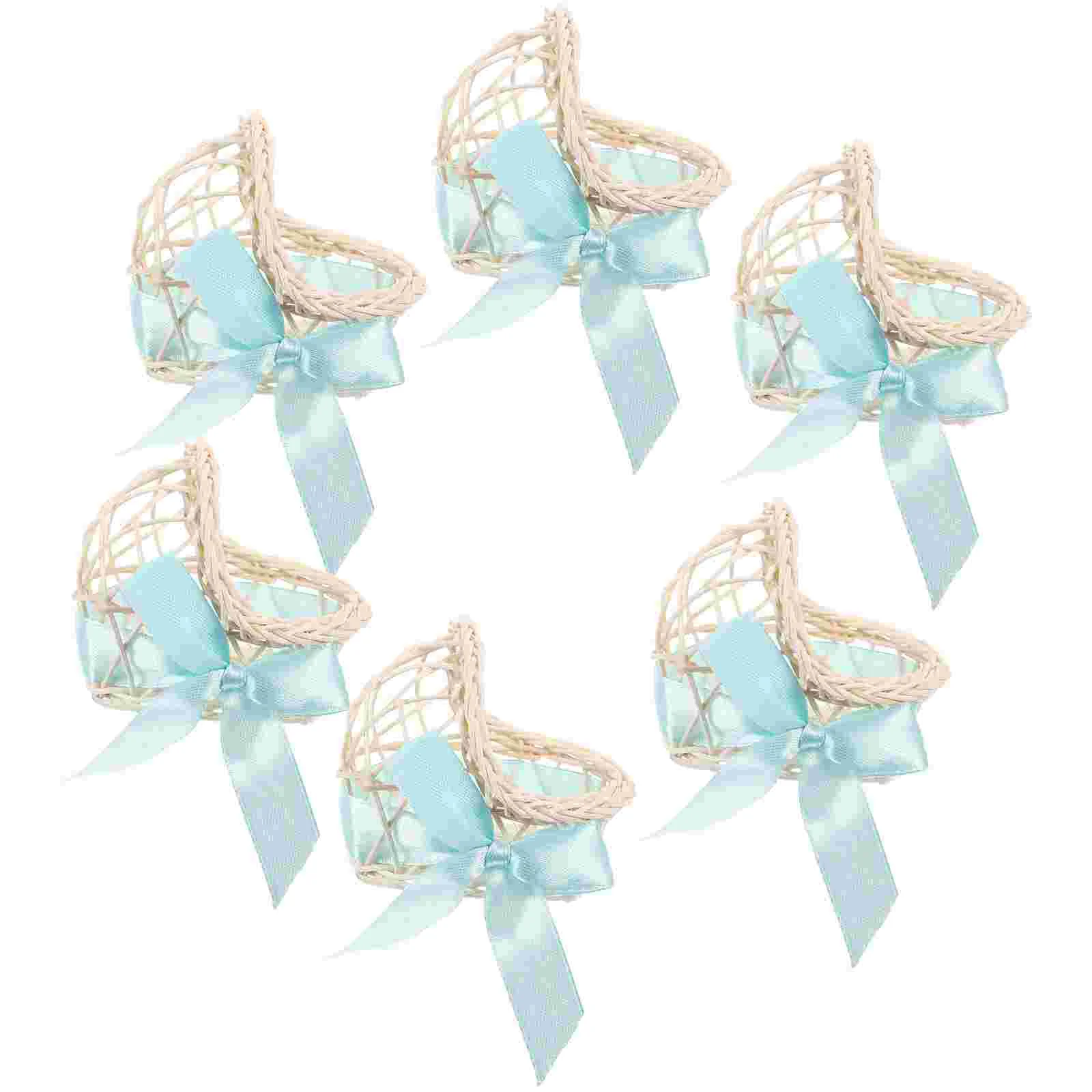 

6 Pcs Hamper Basket Decorative Flower Miniature Decorate Woven Model Blue House Ornament Baby