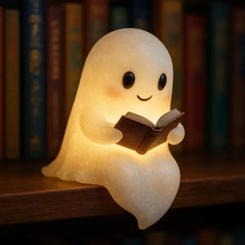 Niedliche Geister-Lesebuchlampe, gruselige Halloween-Nachtlichtornamente