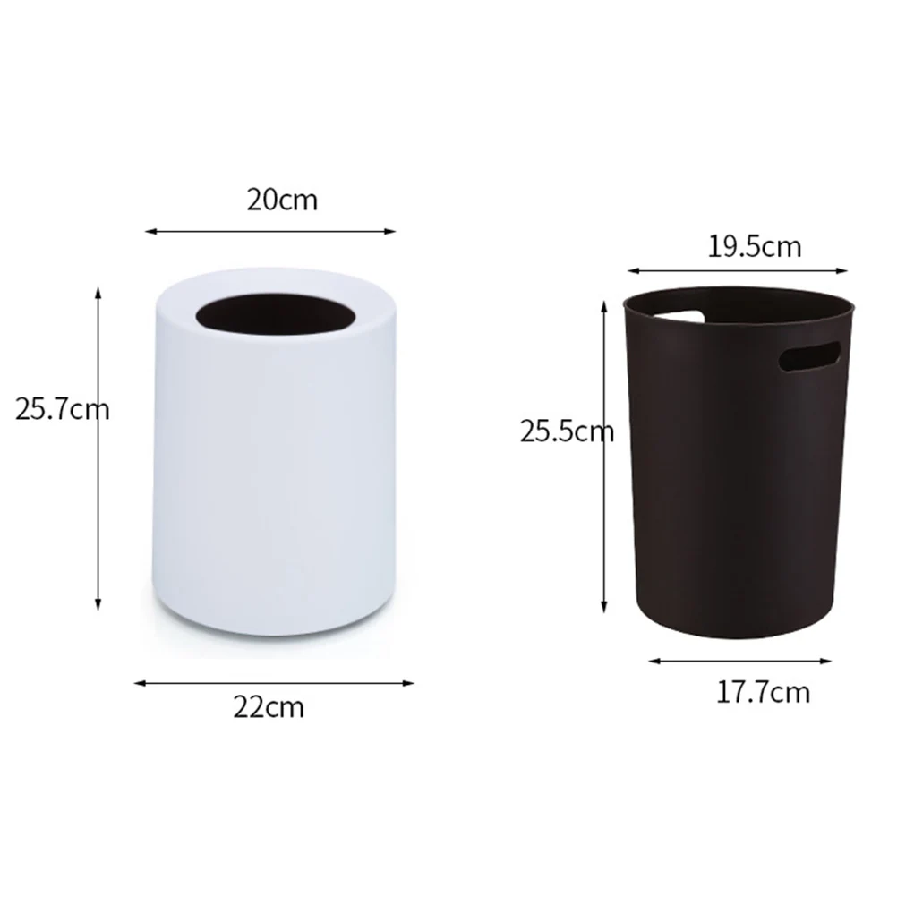 

Kitchen Trash Can Garbage Container Plastic Wastebasket Dustbin for Home Office Bedroom Plain Color Storage Household