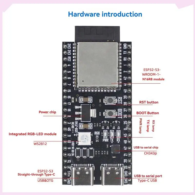 

B24B AI Voice Chat Robot ESP32-S3 Макетная плата Макетная плата 3,5 мм Готовый аудио комплект для Deepseek для студенческого обучения