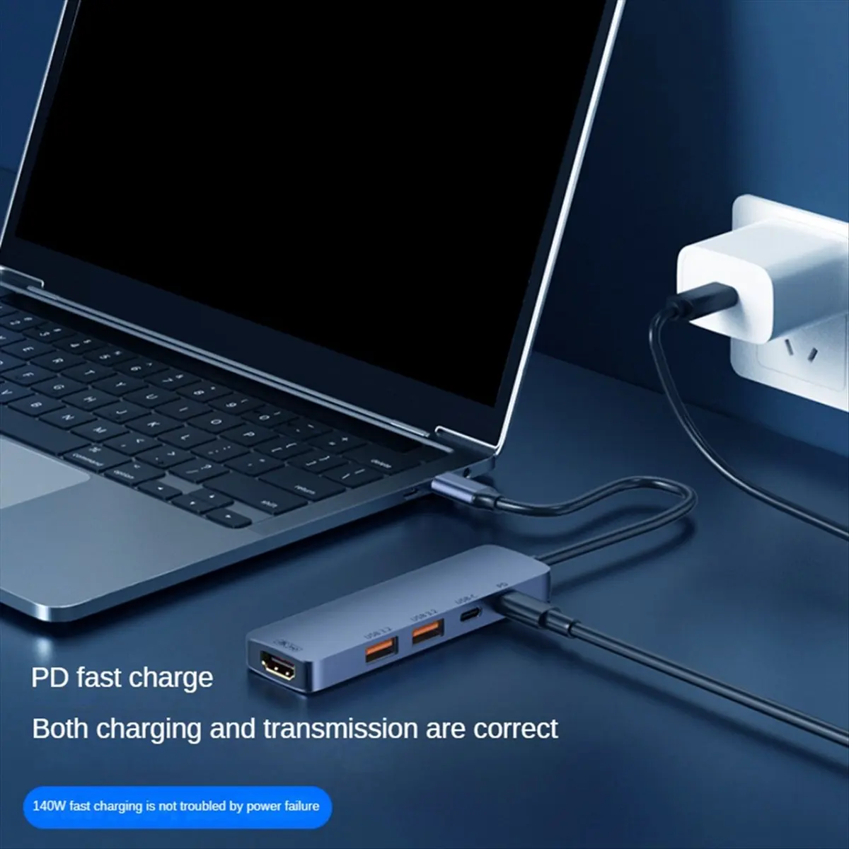 A46U USB C Hub 10Gbps USB C Splitter PD 140W Charging USB 3.2 Hub Type C Docking Station for Laptop PC Phone Tablet