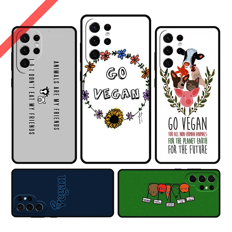 Go Vegan Vegetarians Phone Case For Samsung Galaxy S20 FE S21 S10 S23 Plus S24 S22 Ultra Coque Note20 Note10 S9 S8 Cover Capa