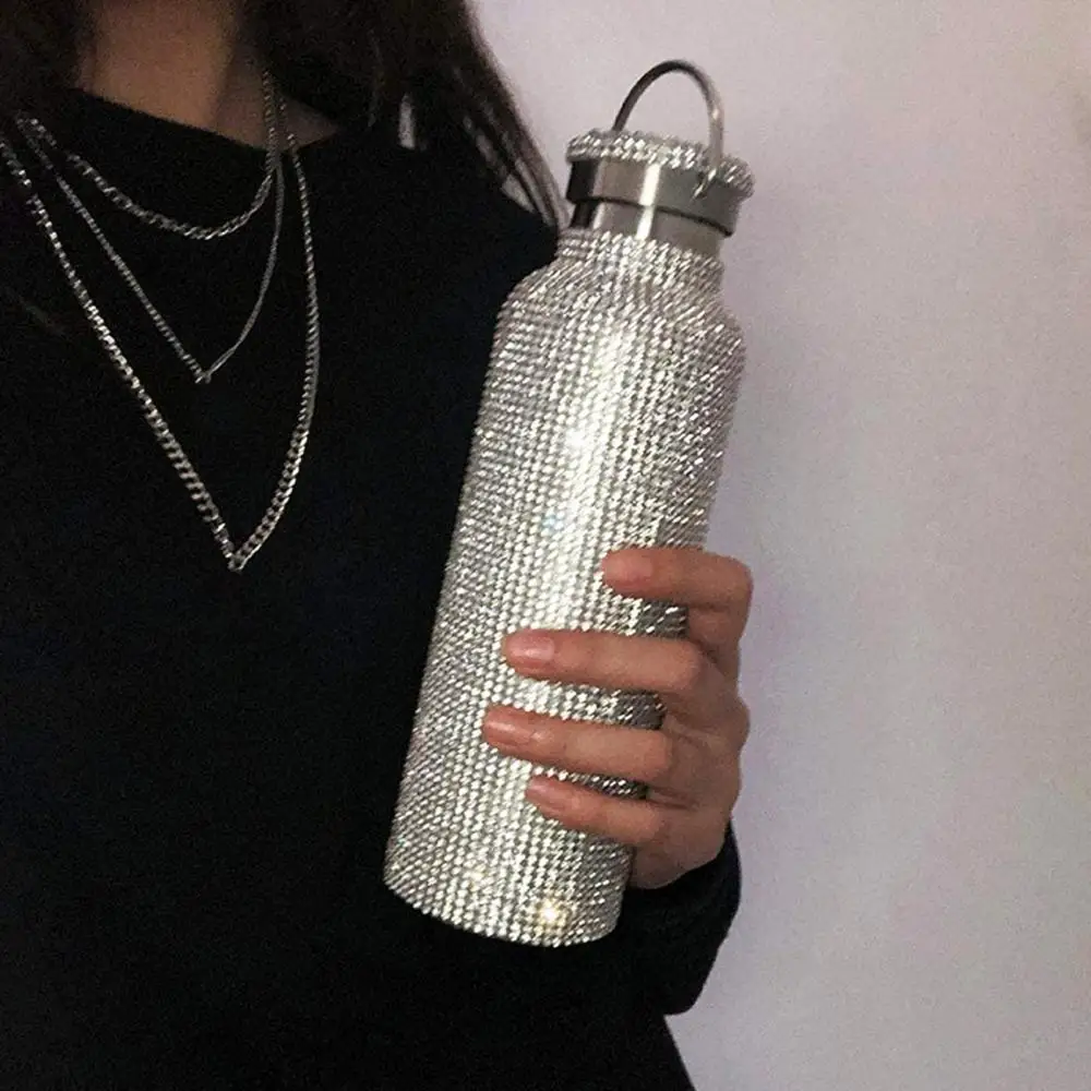 Luxury Diamond Bottle Shinny Insulat Rhinestone Vacuum Flasks Keep Cold and Hot Bottle Water Tea Coffee Vacuum Flasks