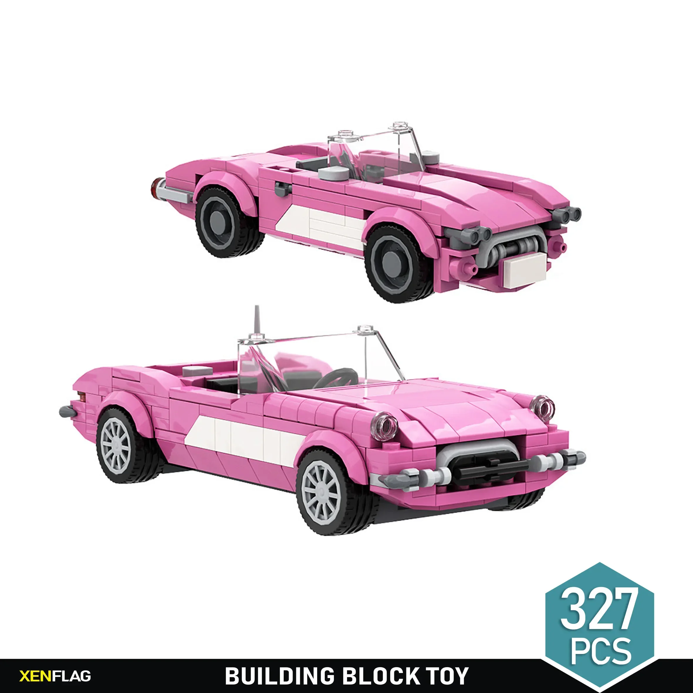 BarbiesPink Corvett Car Building Blocks  Pink Car Building block children\'s DIY puzzle toy decoration model gift