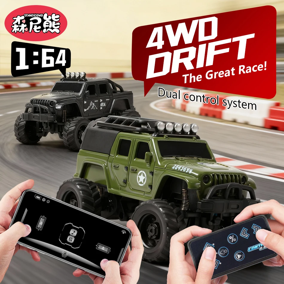 SENNIXIONG 1:64 MINI Alloy Electric Remote Control All Terrain Vehicle Light Climbing Truck Toy for Children Gift