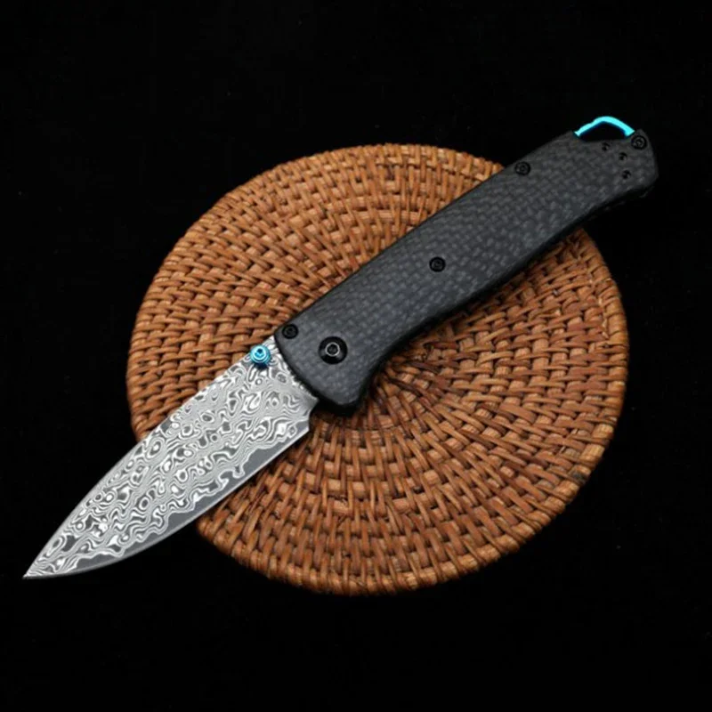 

Damascus Blade BM 535 Bugout Folding Knife Carbon Fiber Handle Outdoor Camping Survival Safety Pocket Knives
