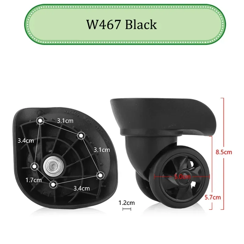 W467 Universal Wheel Replacement Suitcase Convenient Silent Smooth Shock Durable Absorbing Rotating Accessories Caster Wheels