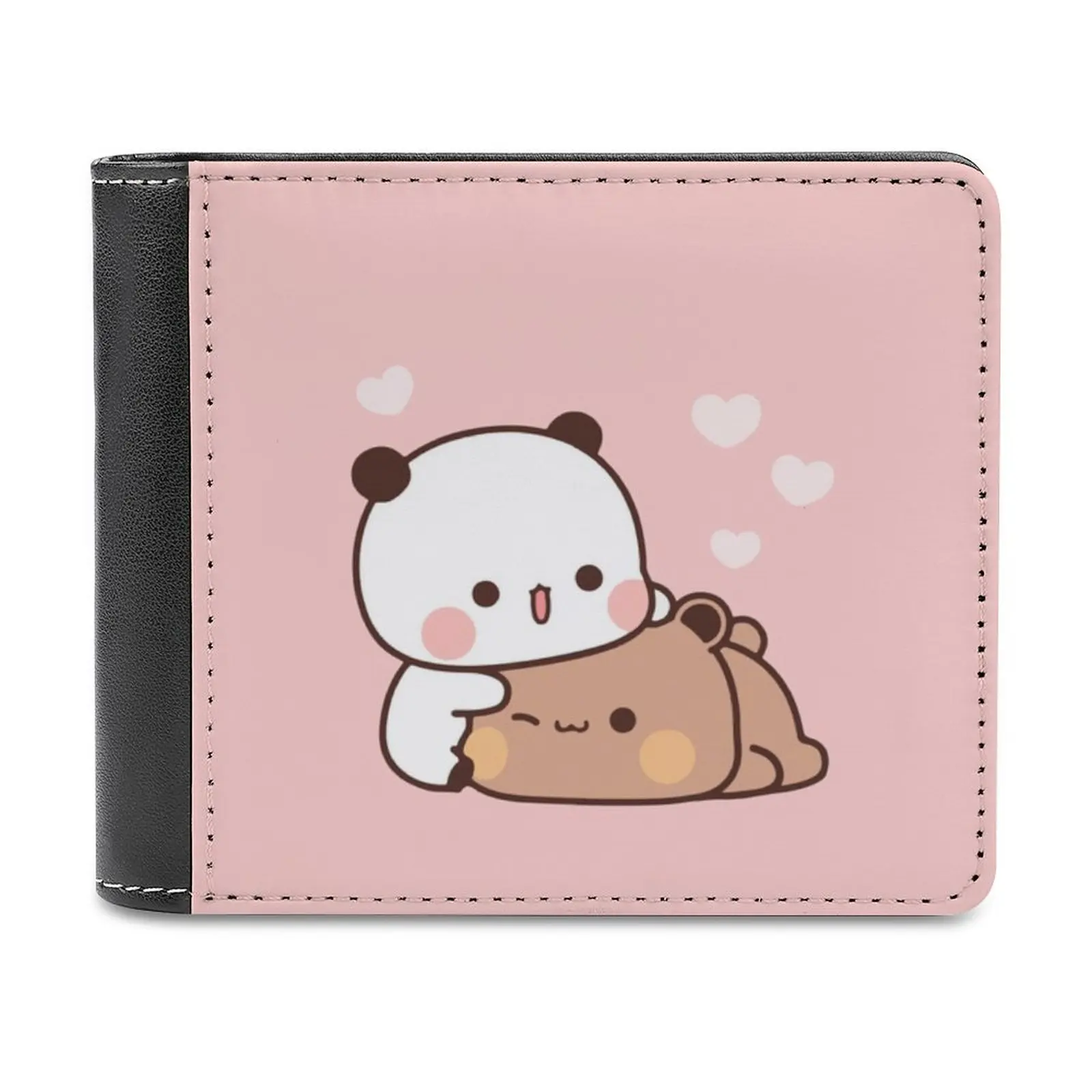 

Panda Bear Hug Leather Wallet Men's Wallet Diy Personalized Purse Father's Day Gift Panda Bear Hug Bubu Dudu Bubu And Dudu