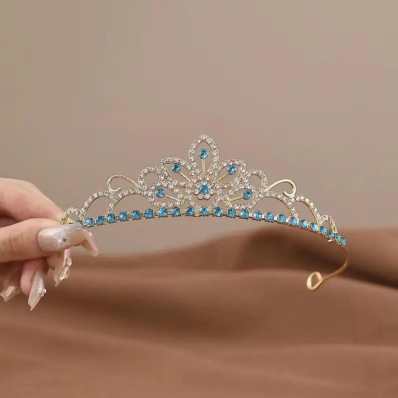 Mädchen-Prinzessinnen-Tiara mit Strass und funkelnden Kristallen für Geburtstage, Hochzeiten und Blumenmädchen-Veranstaltungen – Detail 10