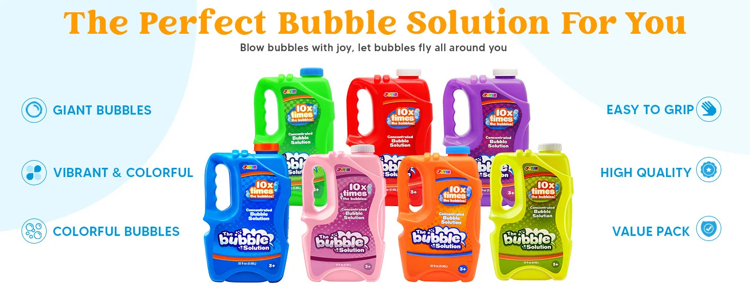 JOYFY 32 OZ Konzentrierte Seifenblasen-Lösung für Seifenblasenmaschinen (Bis zu 2,5 Gallonen) Konzentrierte Nachfülllösung für Maschinenstäbe