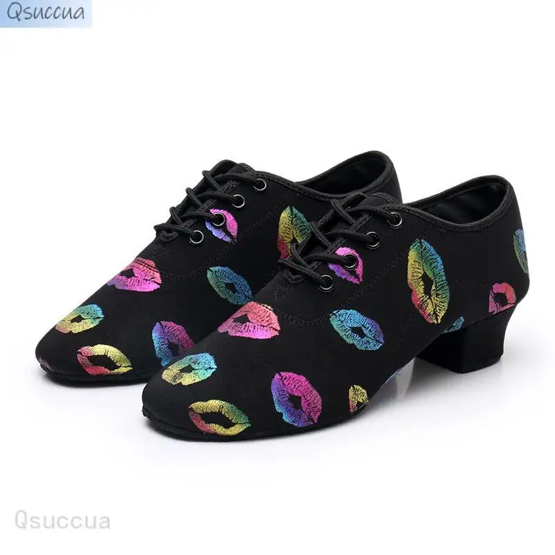 

Colored Oxford Cloth Dance Shoes Women's High-Heeled Latin Dance Shoes