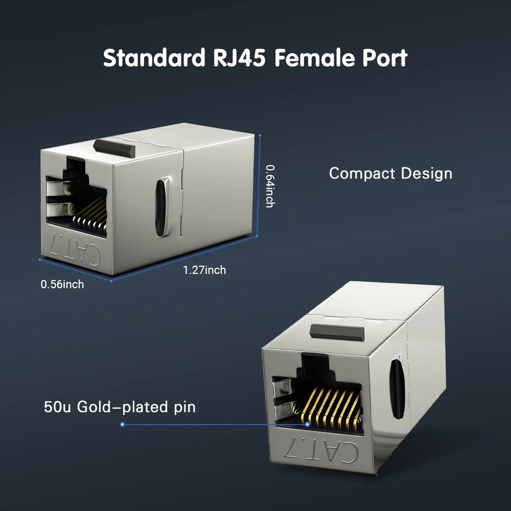 ZOERAX CAT7 CAT6A CAT6 Coupler RJ45 Keystone Shielded Coupler, Shielded Female to Female RJ45 Inline Coupler Keystone Jack