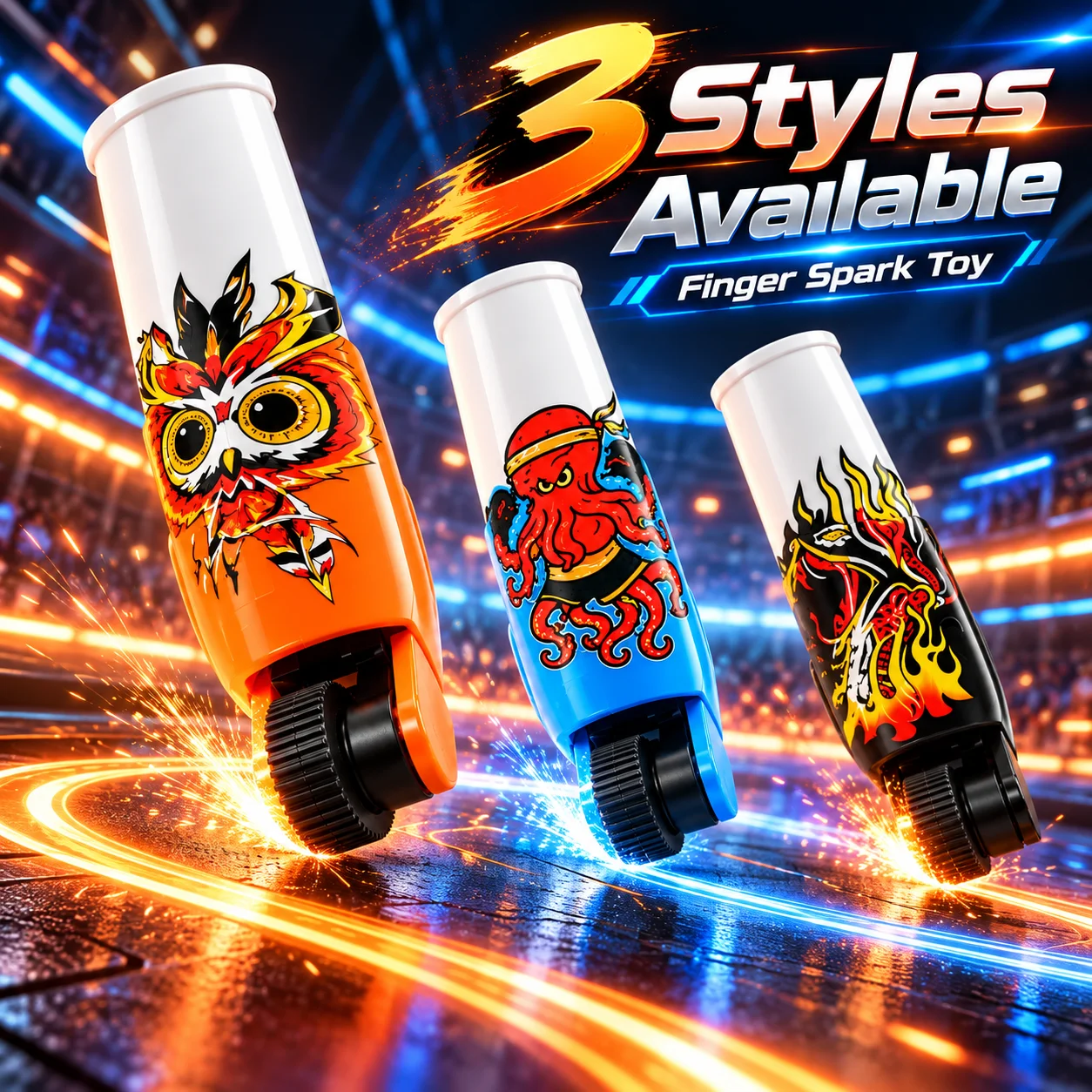 1PC/3PCS Finger Spark Toy Fingertip Roller 3 Styles Firework Effect Party Prank Stress Relief Novelty Gift