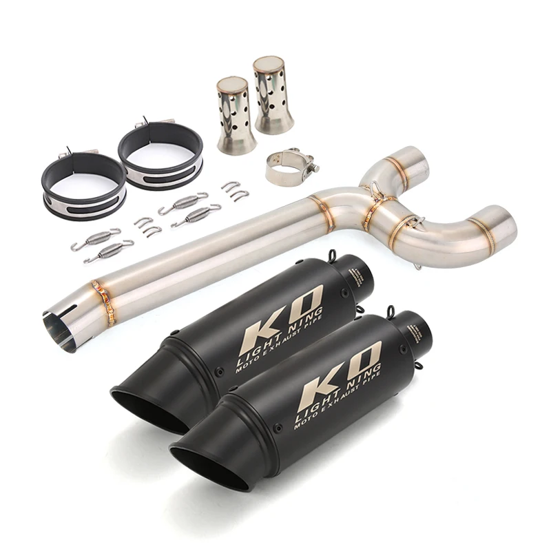 For Yamaha FZ6 FZ6N FZ6S 2004-2011 Motorcycle Exhaust System Left Right Mid Link Pipe Connect 51mm Tail Muffler Stainless Steel view 2