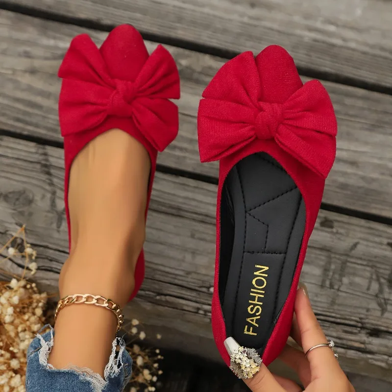 JGSHOWKITO Klassische Damen-Flats mit süßer Schleife, flache Ballerinas für Damen, spitze Zehenpartie, rutschfeste Damen-Mode-Loafer – Detail 30