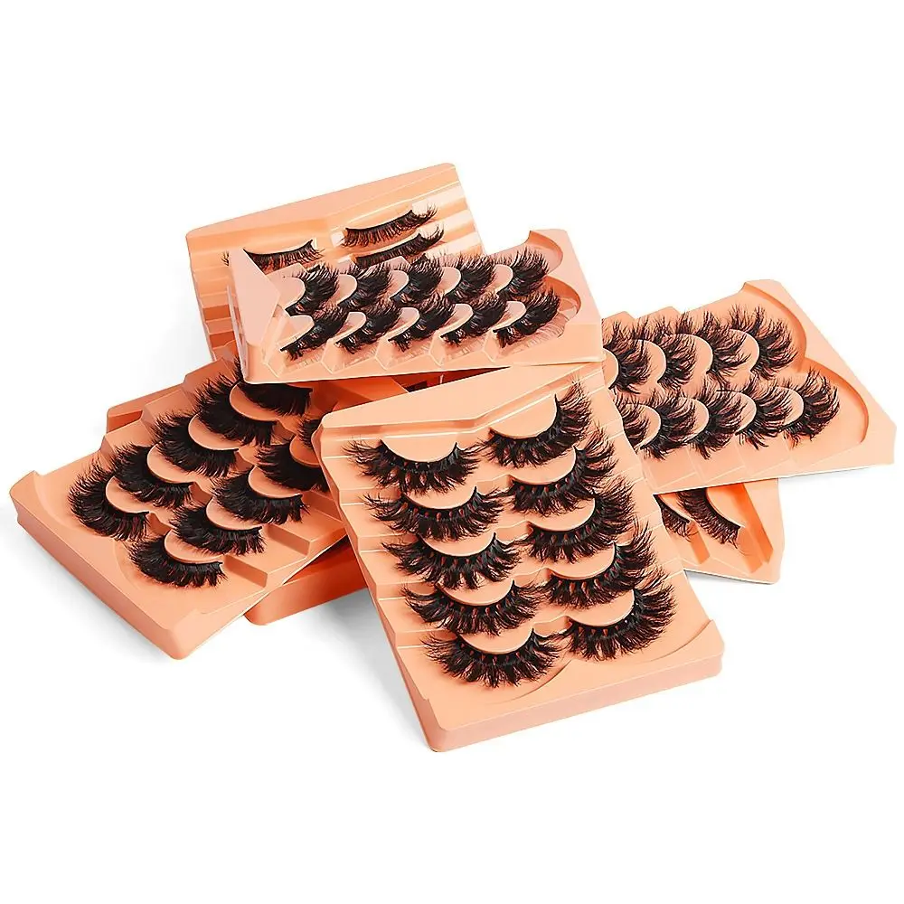 

5Pairs Simulated Mink Hair Thick False Eyelashes Curled Soft Full Strip Eyelashes DIY Long Lasting Curl False Eyelashes Party
