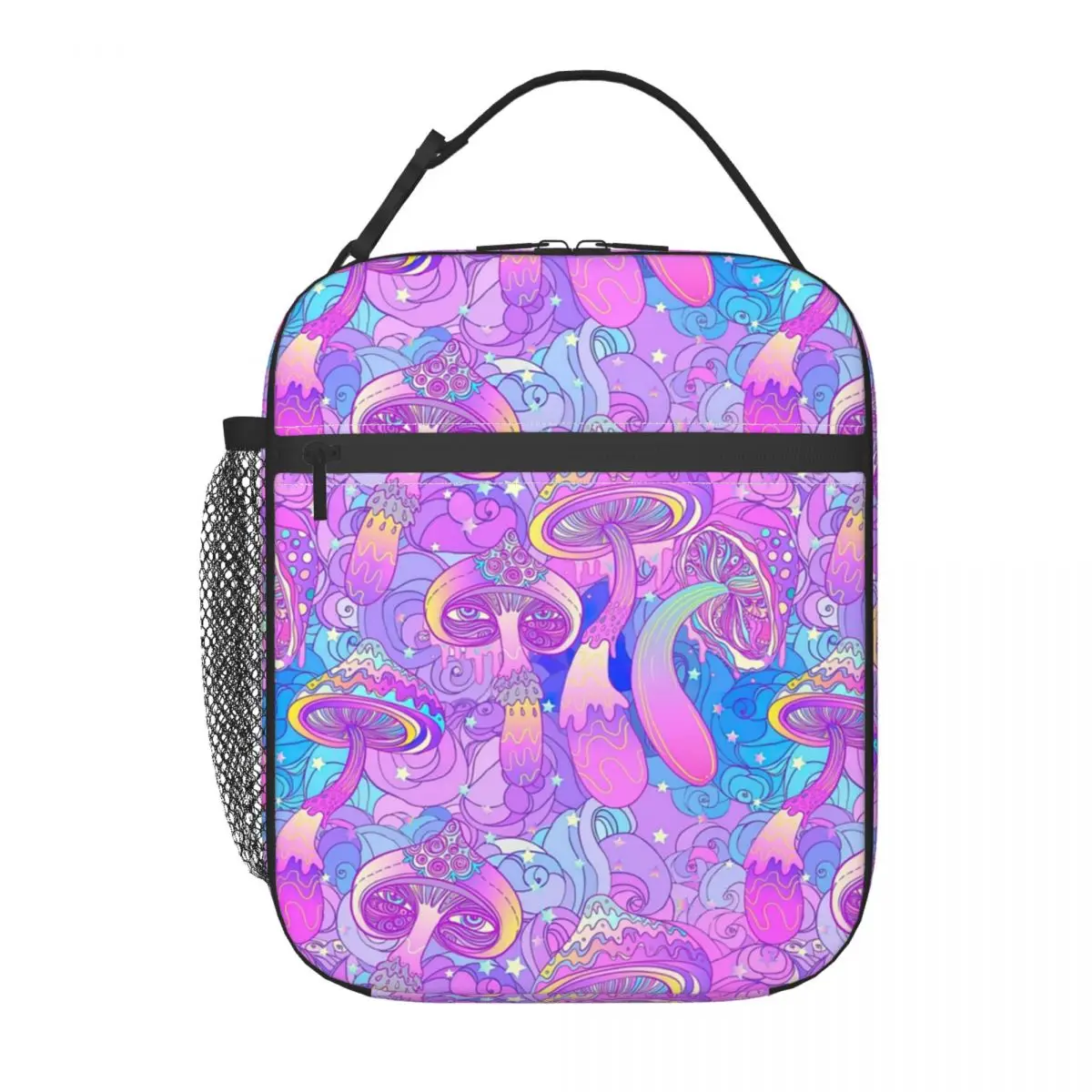 Psychedelic Magic Mushrooms Print Insulated Lunch Tote Bag for Women Portable Thermal Cooler Bento Box School