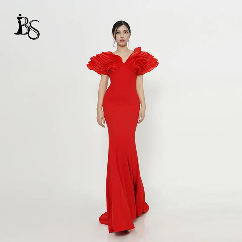 

Baisha Elegant Evening Dress For Women New 2024 Engagement Dresses Sexy V Neck Long Skirt for Gala Party Formal Occasions H77