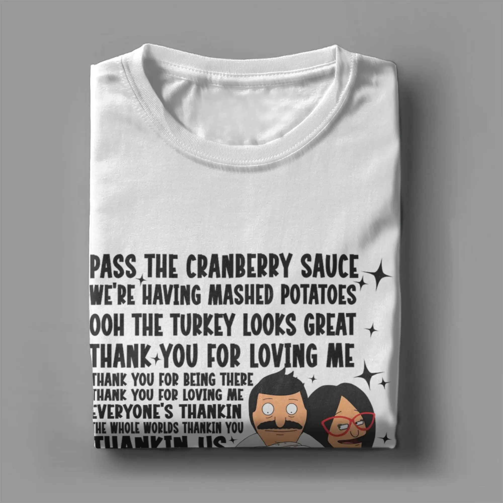 الرجال النساء B-Bobs البرغر الشكر أغنية تي شيرت 100% القطن الجرافيك تي شيرت مطبوع سعيد الشكر ملابس علوية #4