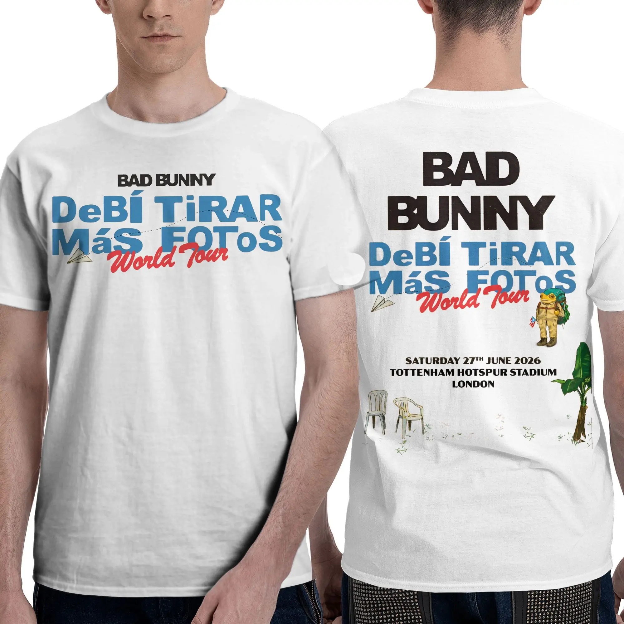 

Новое поступление, мужские и женские рубашки Bad Bunny Tour 2025, аксессуары, топы из 100% хлопка, футболка для отдыха, футболка