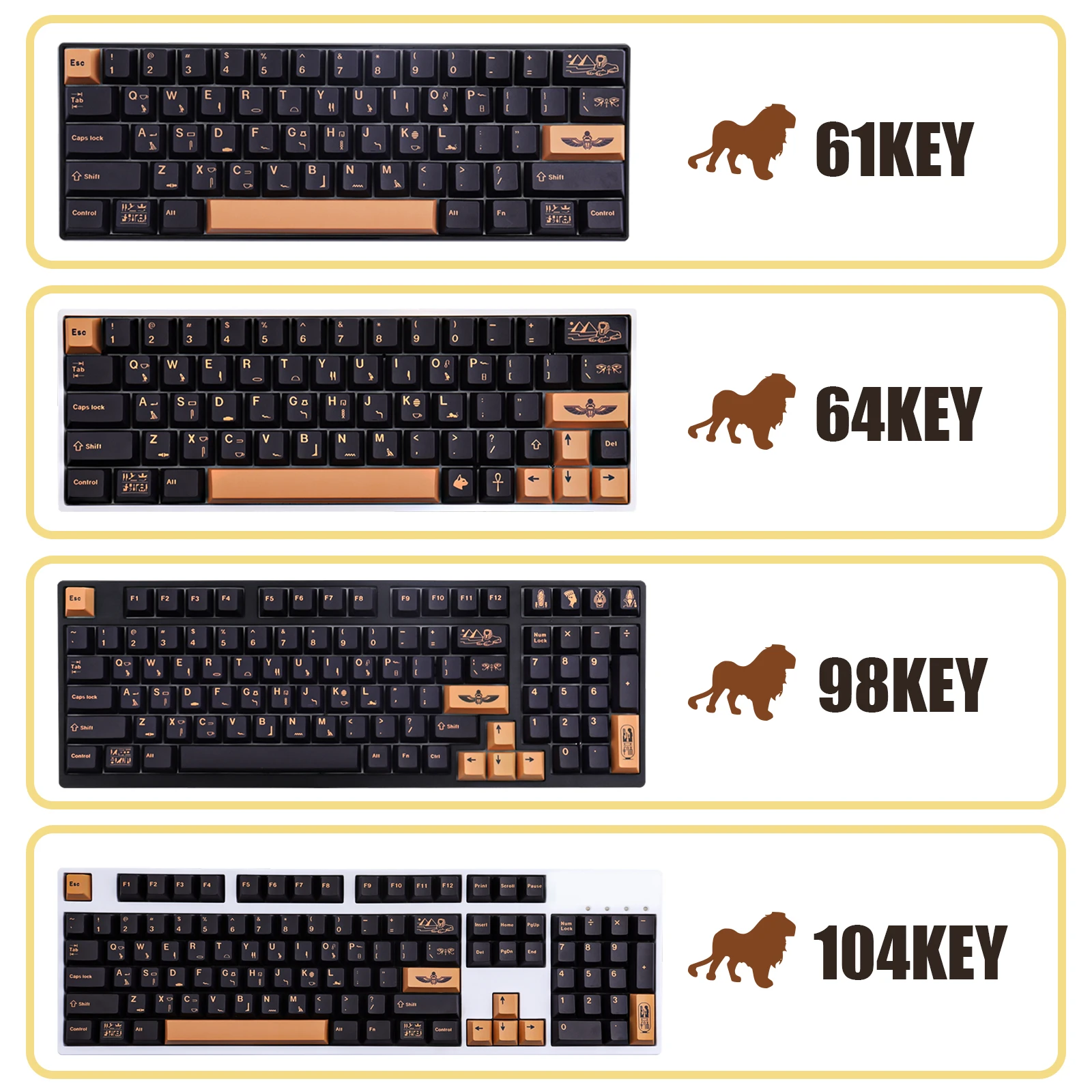 GMK Pharaoh PBT 키캡 129 키, 체리 프로필 DYE-SUB GMK 맞춤형 키캡, 체리 MX 스위치 기계식 키보드용