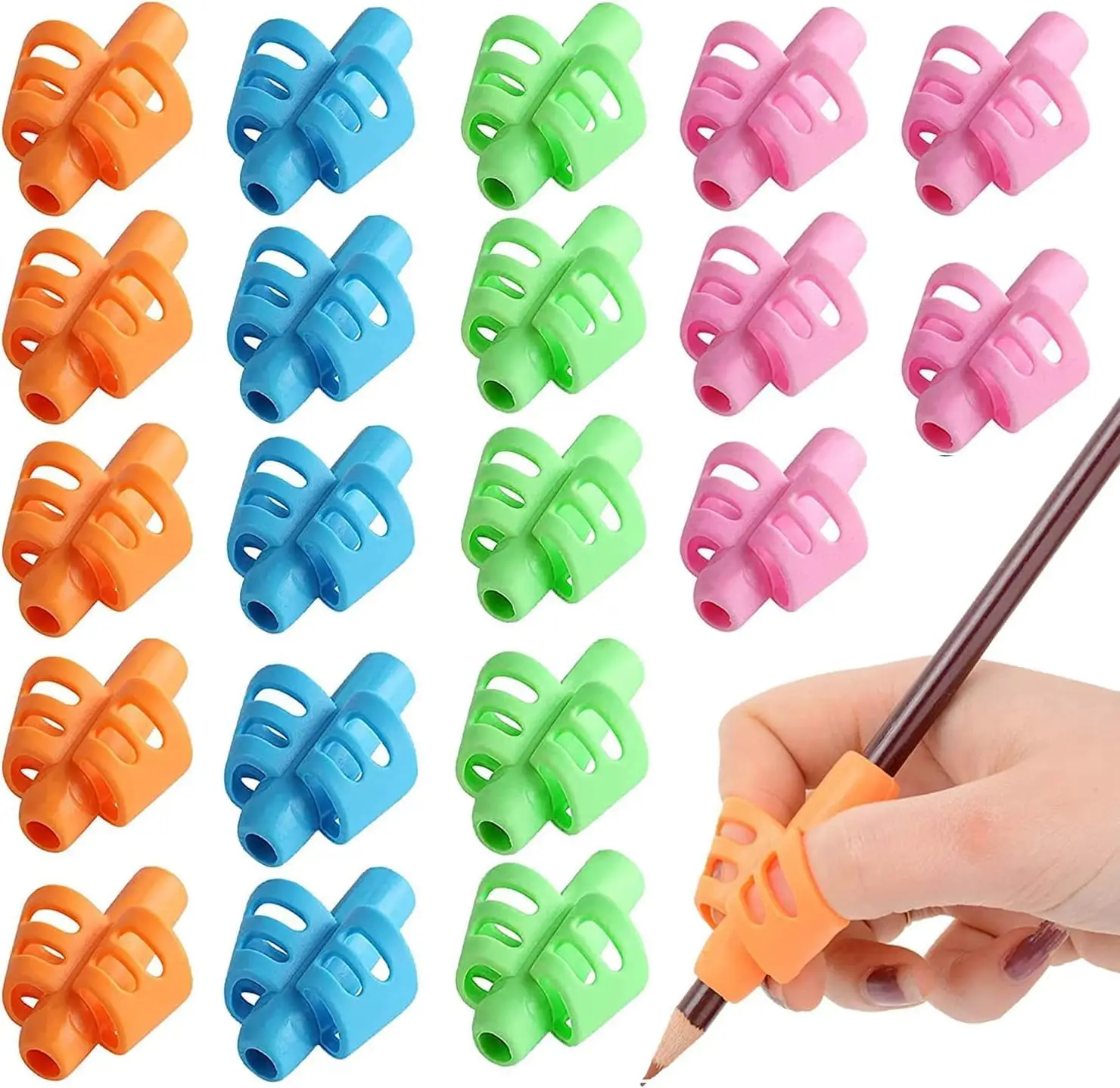 

20 Pencil Grips for Kids Handwriting, Ergonomic Writing Tool for Toddlers & Preschoolers, Posture Correction, Left & Right Handed