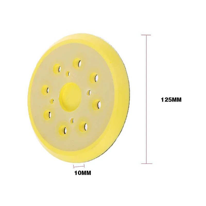 Scheibenschleifer, 8 Löcher, 5 Zoll Schleifpapiertablett, Hakenschlaufen-Stützteller, geeignet für 125 mm pneumatische Poliermaschine