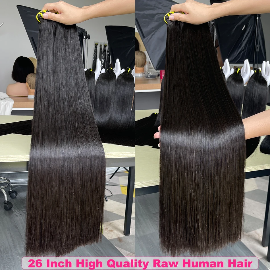 Bone Straight 100% Raw Human Hair Bundles Vietnamese Double Drawn Unprocessed Hair Weave Extensions Tissage For Women image 5